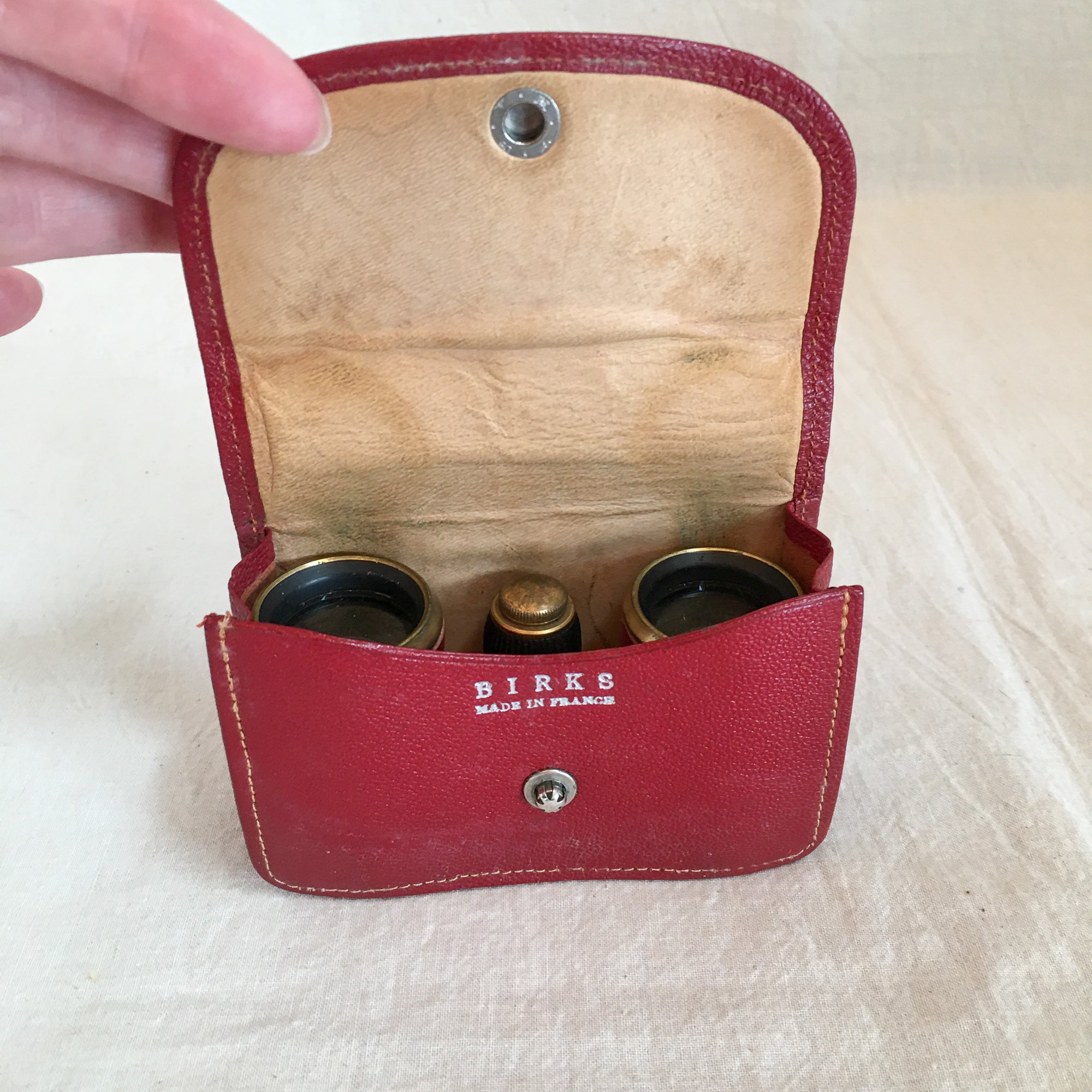 Early 20th Century Birks French Opera Glasses with Leather Case