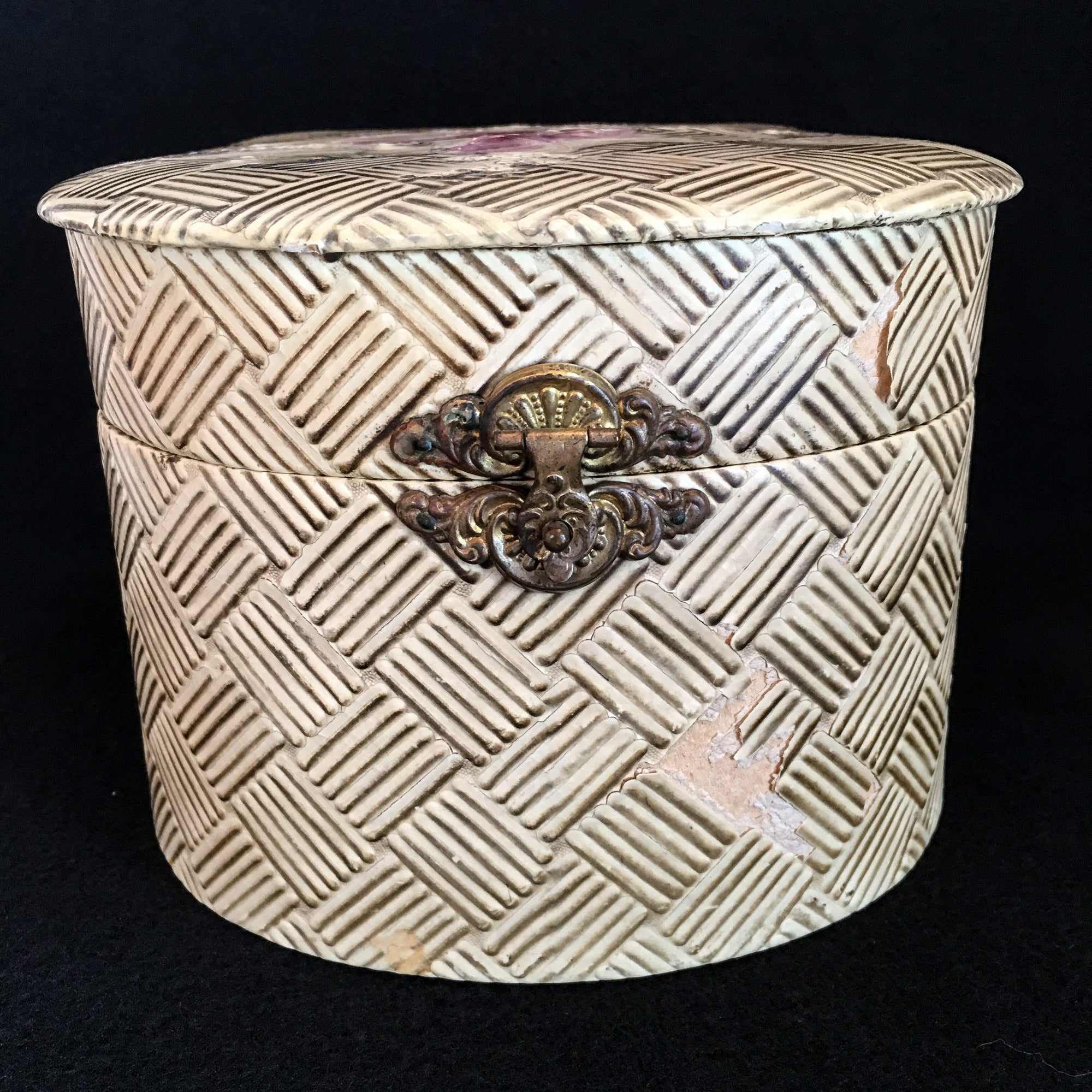 Early 1900s Celluloid Cuff and Collar Box, Satin Interior