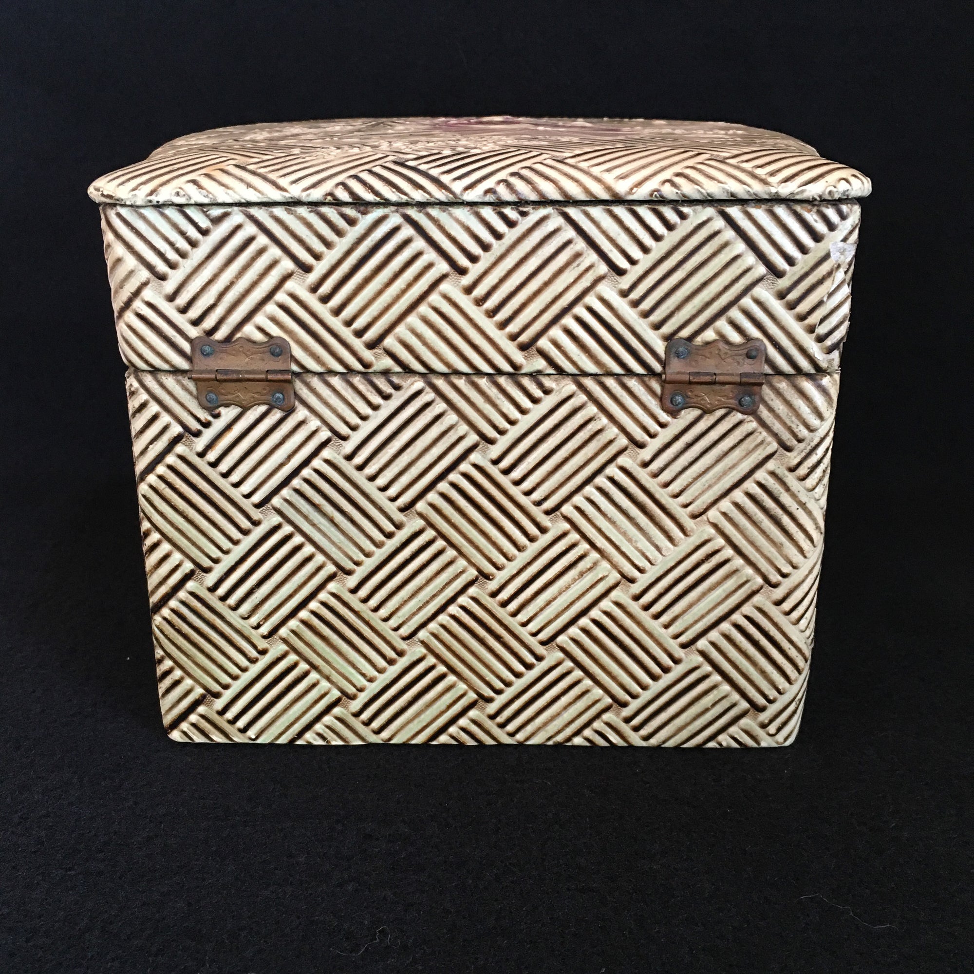 Early 1900s Celluloid Cuff and Collar Box, Satin Interior