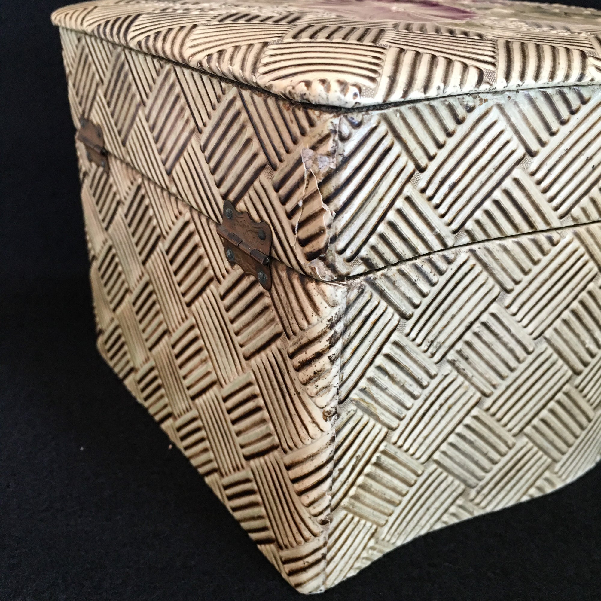 Early 1900s Celluloid Cuff and Collar Box, Satin Interior