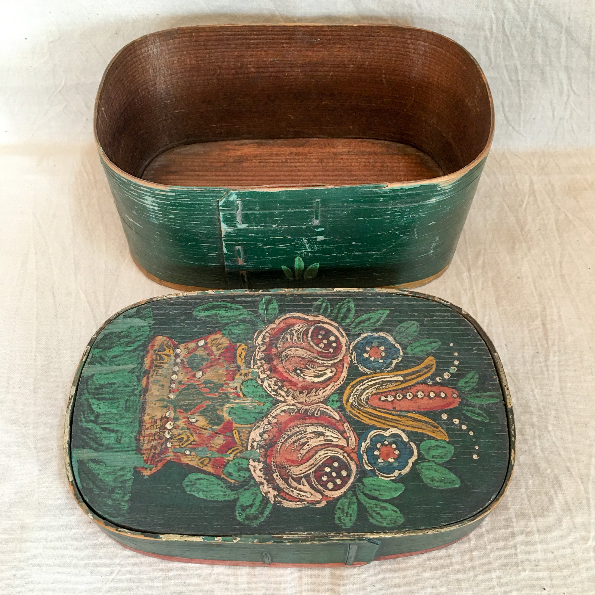 Early 1900s Hand-Painted Bentwood Box