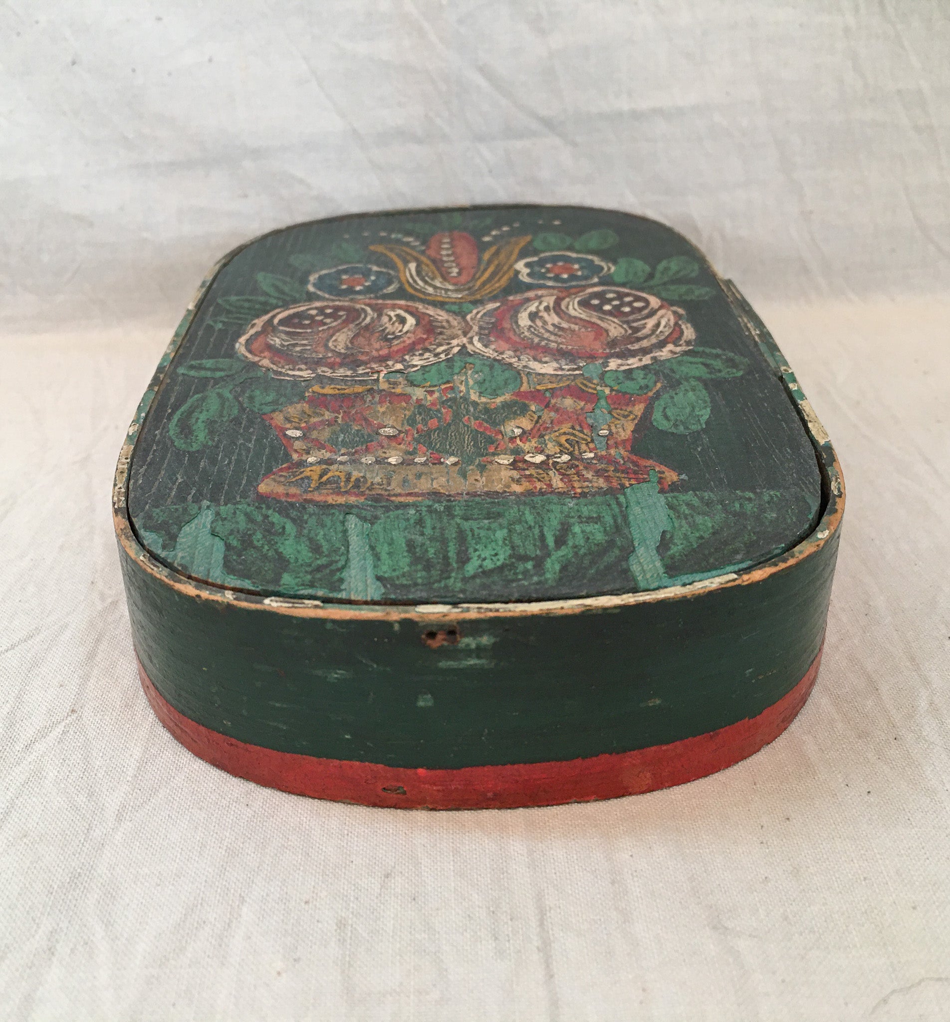 Early 1900s Hand-Painted Bentwood Box