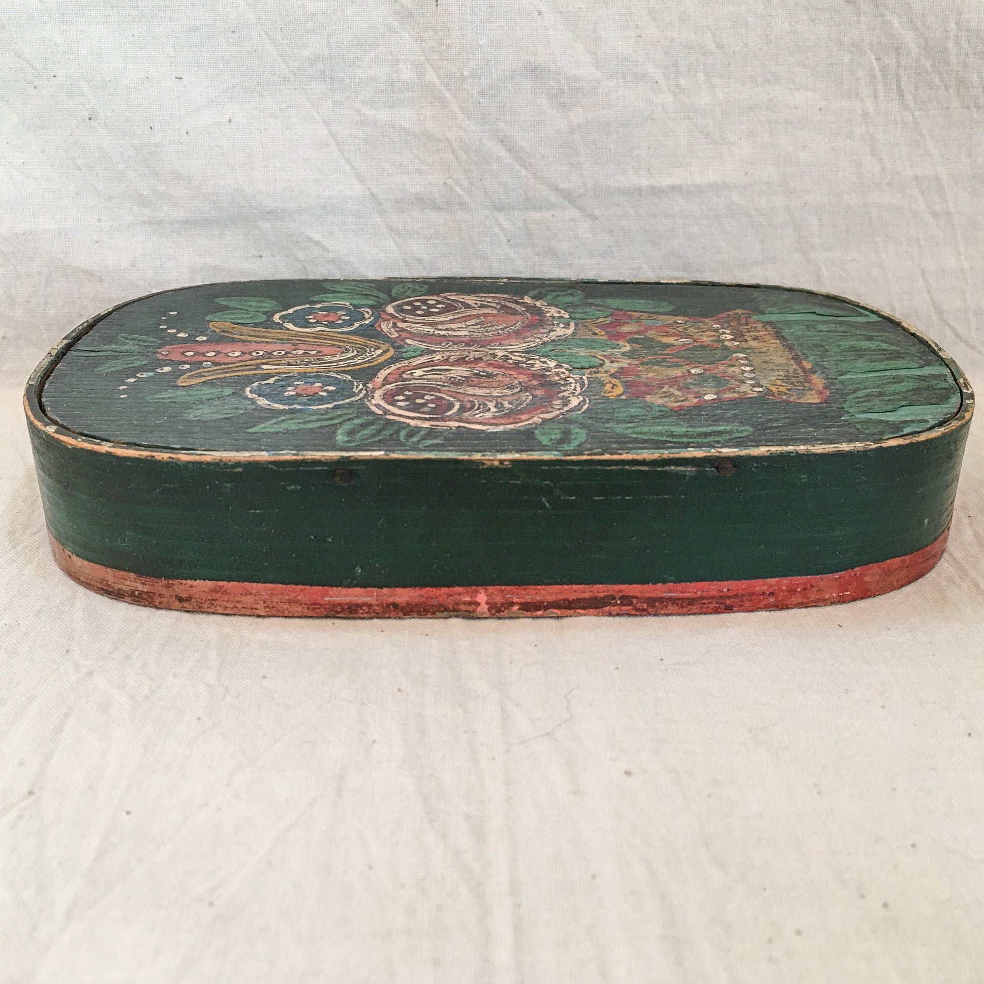 Early 1900s Hand-Painted Bentwood Box