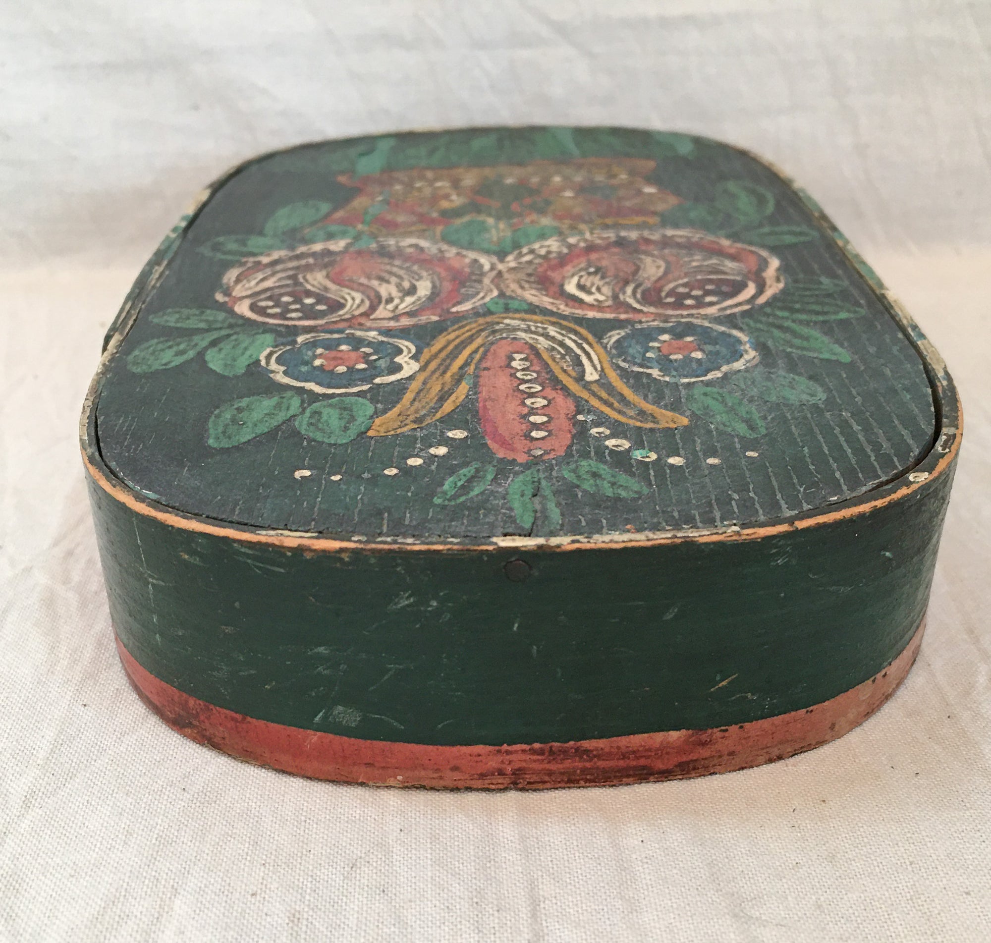 Early 1900s Hand-Painted Bentwood Box