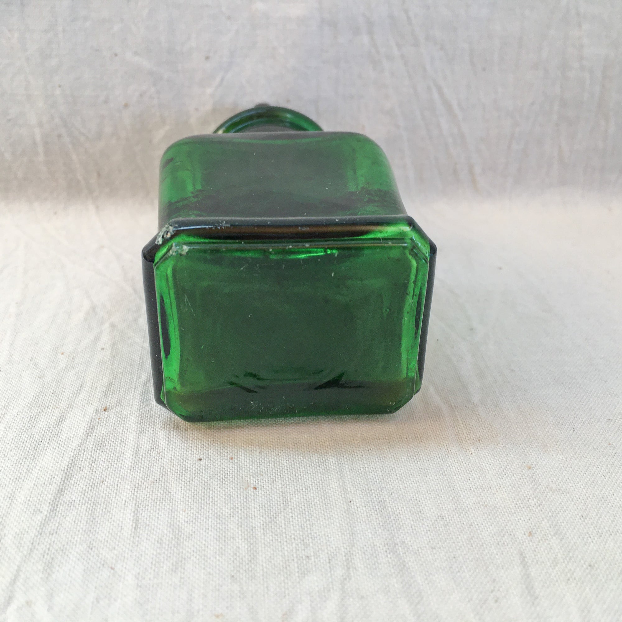 Early 1900s Larkin Soap Co. Emerald Green Glass Bottle with Ornate Stopper