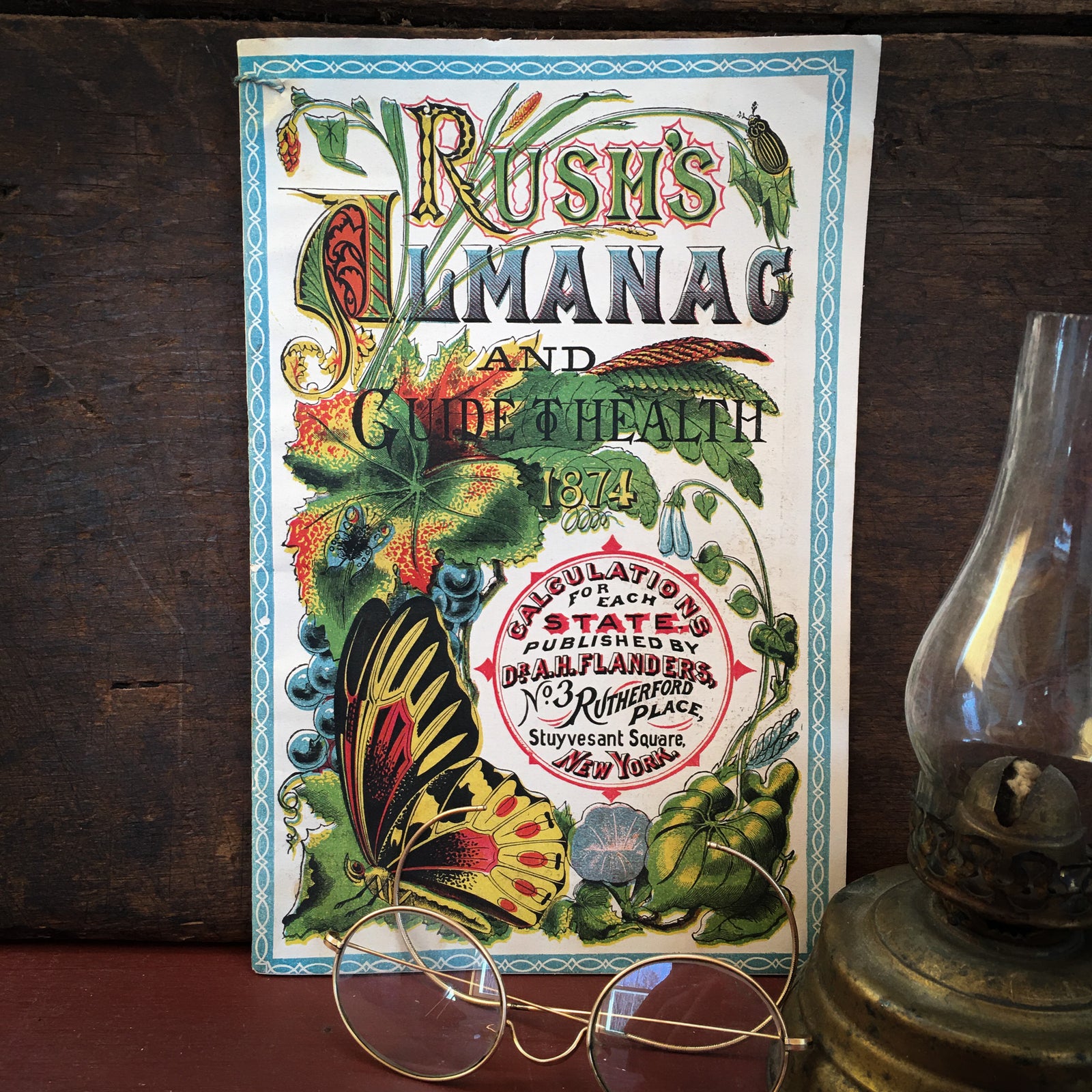 1874 Rush’s Almanac & Guide to Health, Medical Advertising Booklet