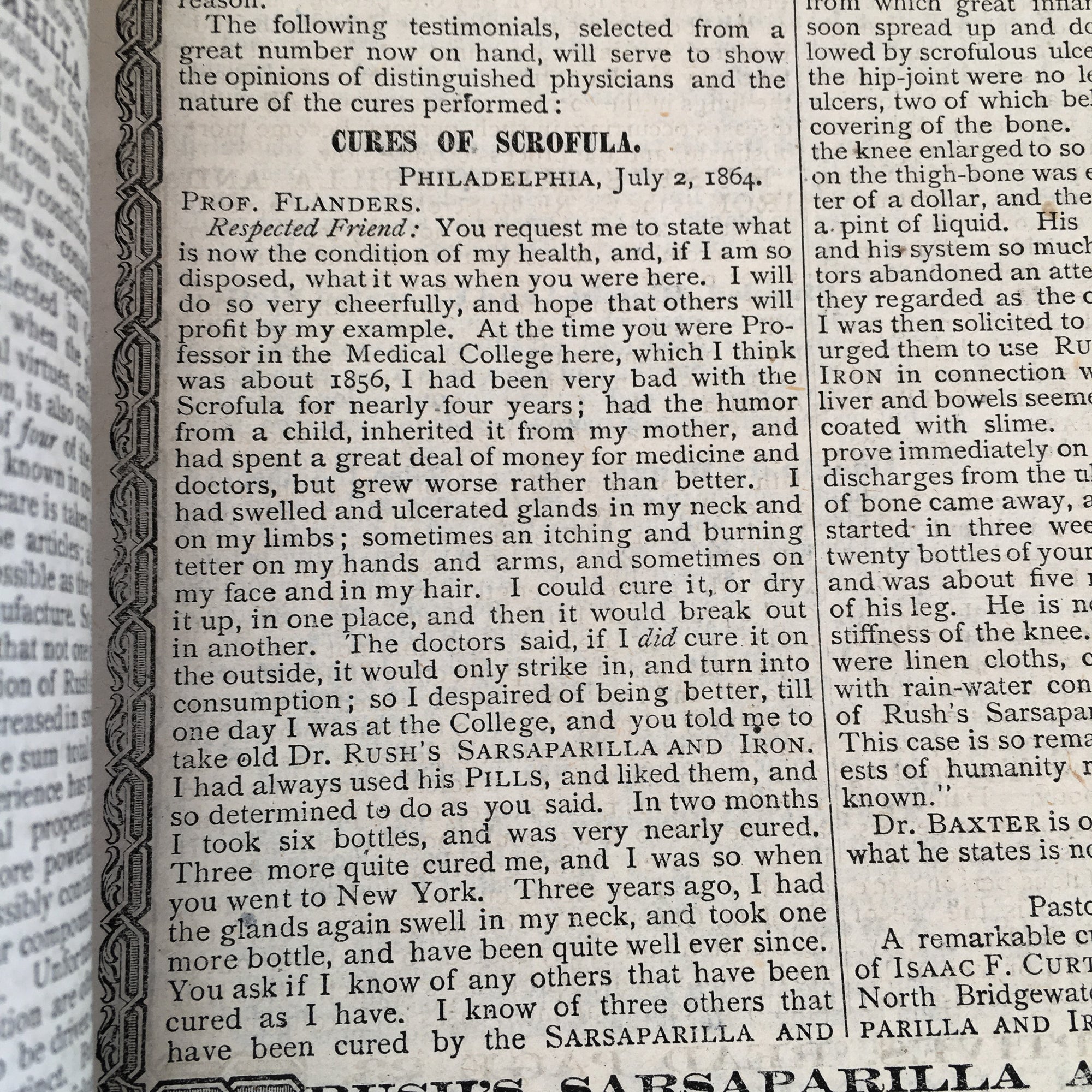 1874 Rush’s Almanac & Guide to Health, Medical Advertising Booklet