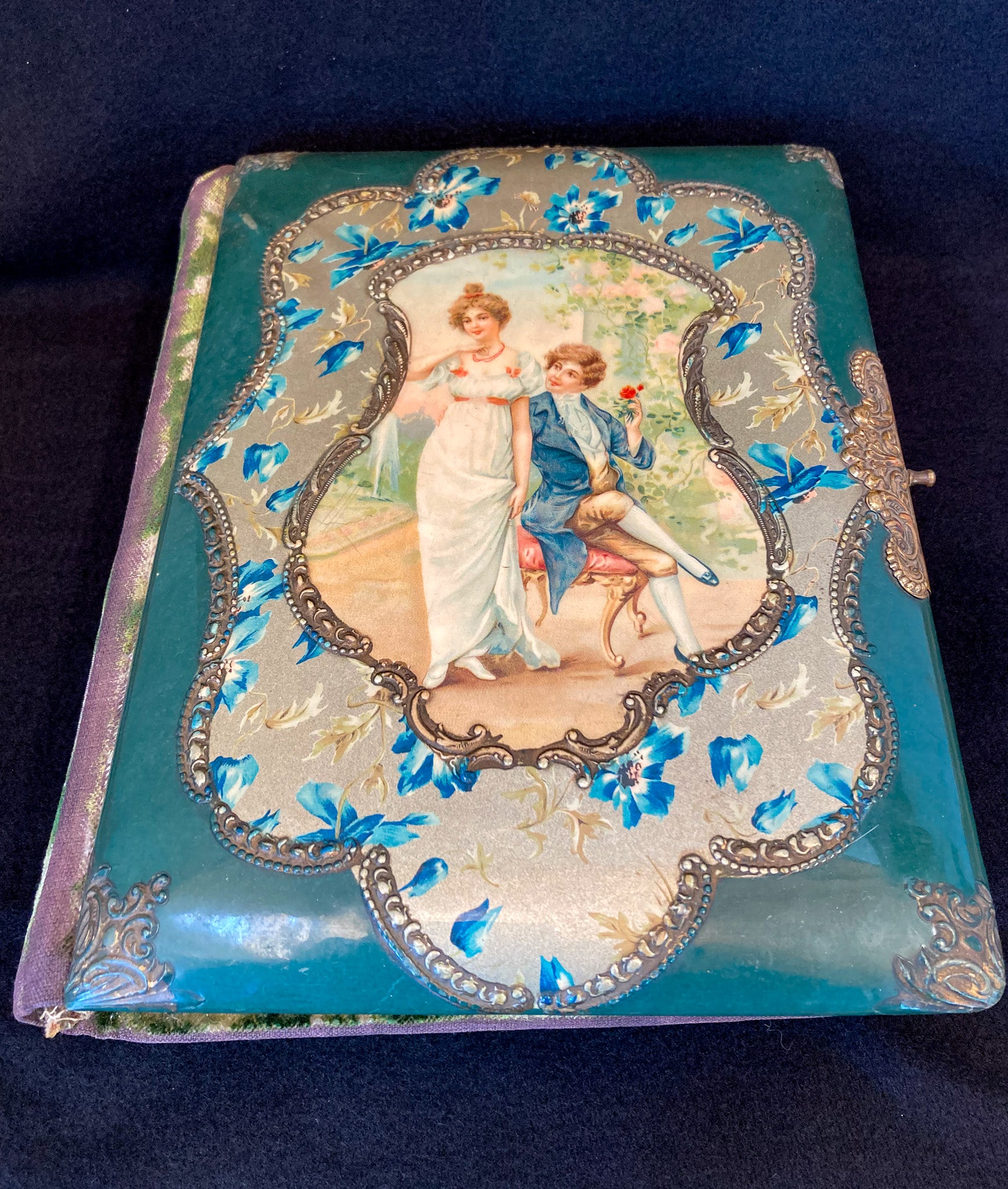 1890’s – 1910’s Celluloid and Velvet Photo Album with Photos