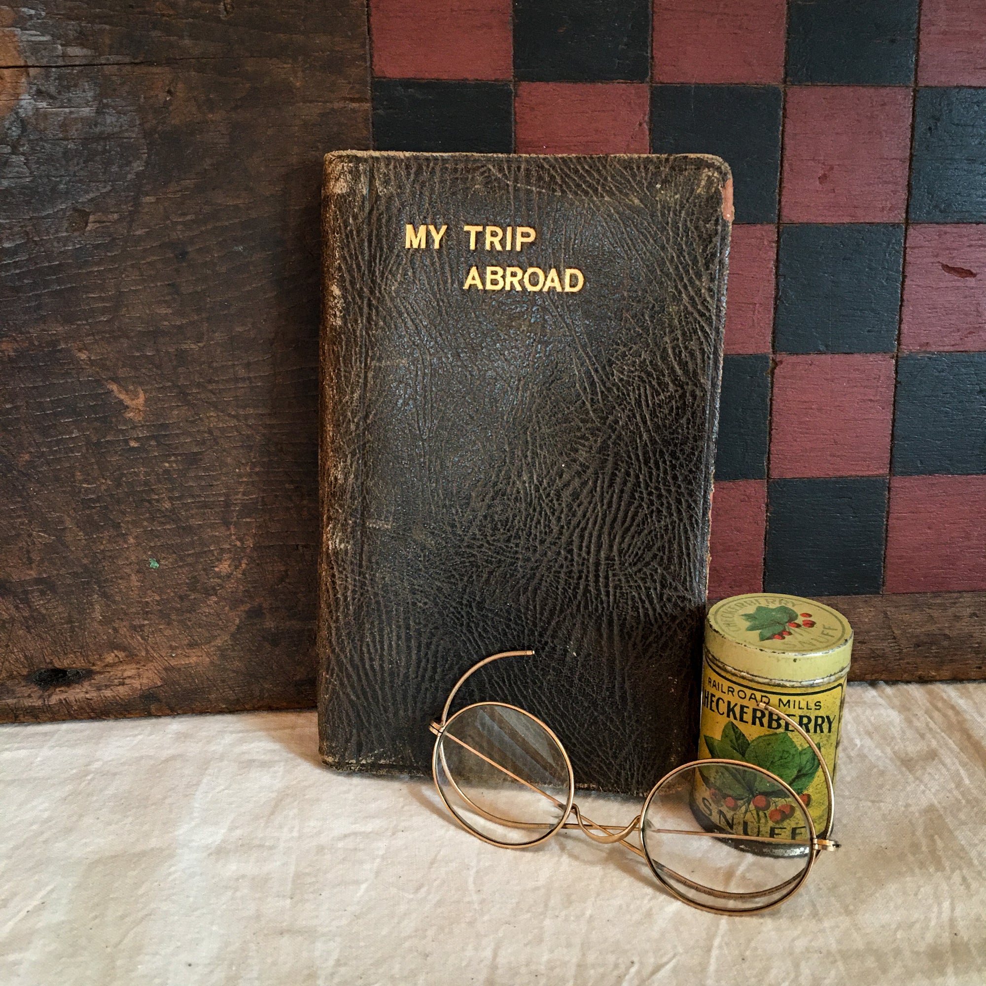 1914 “My Trip Abroad” Leather Travel Journal with Map – Cunard Line S.S. Aquitania
