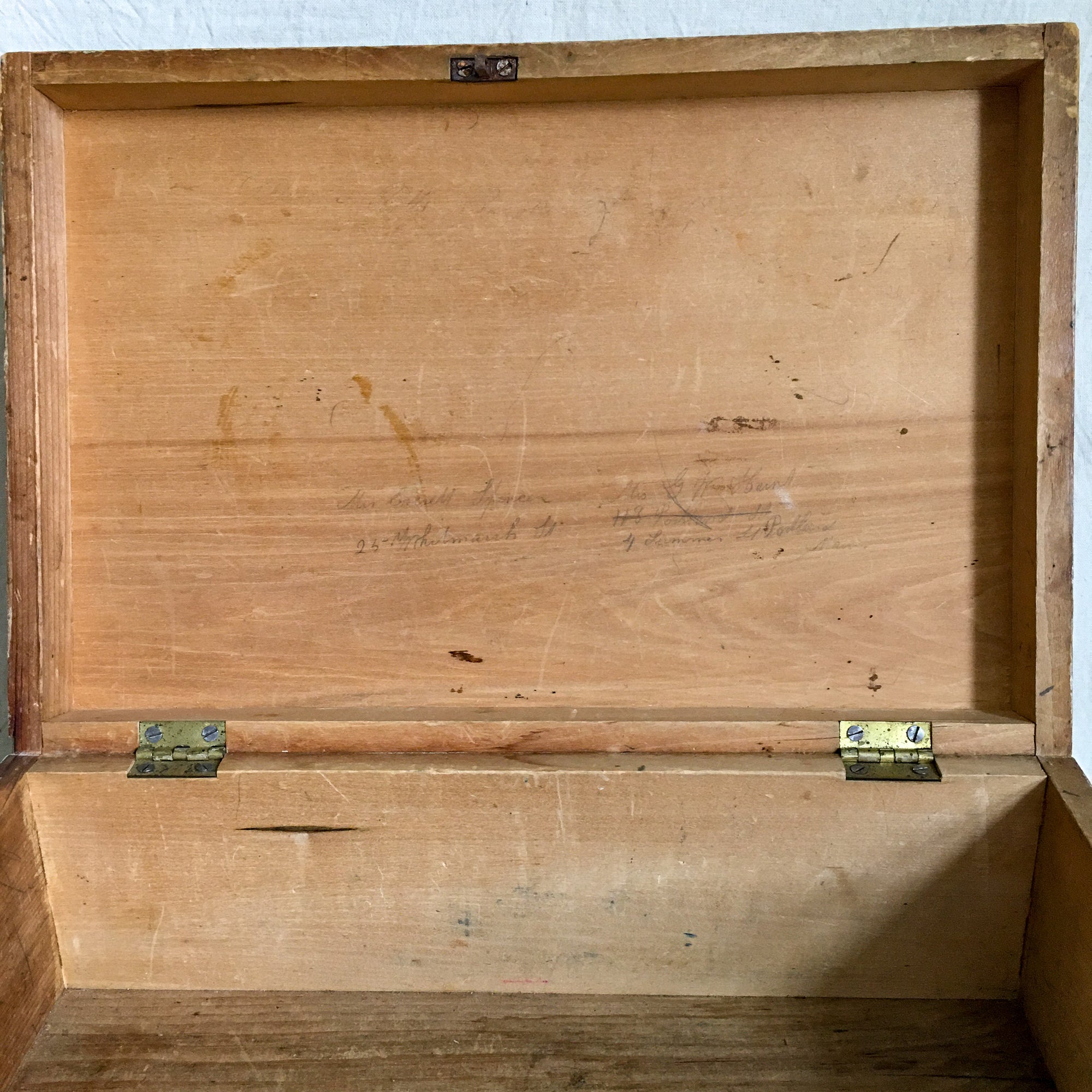 1800s Hand-Painted Wooden Keepsake Box – Dovetailed with Inscription "Sophronia"