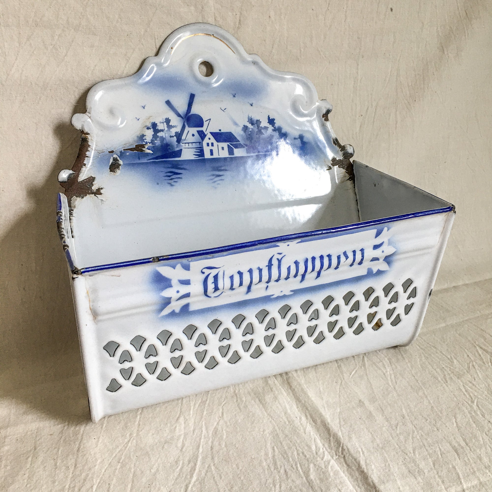 Early 1900s White Enamel Metal Wall Box