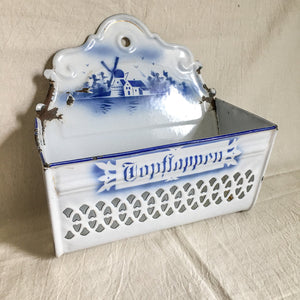 Early 1900s White Enamel Metal Wall Box