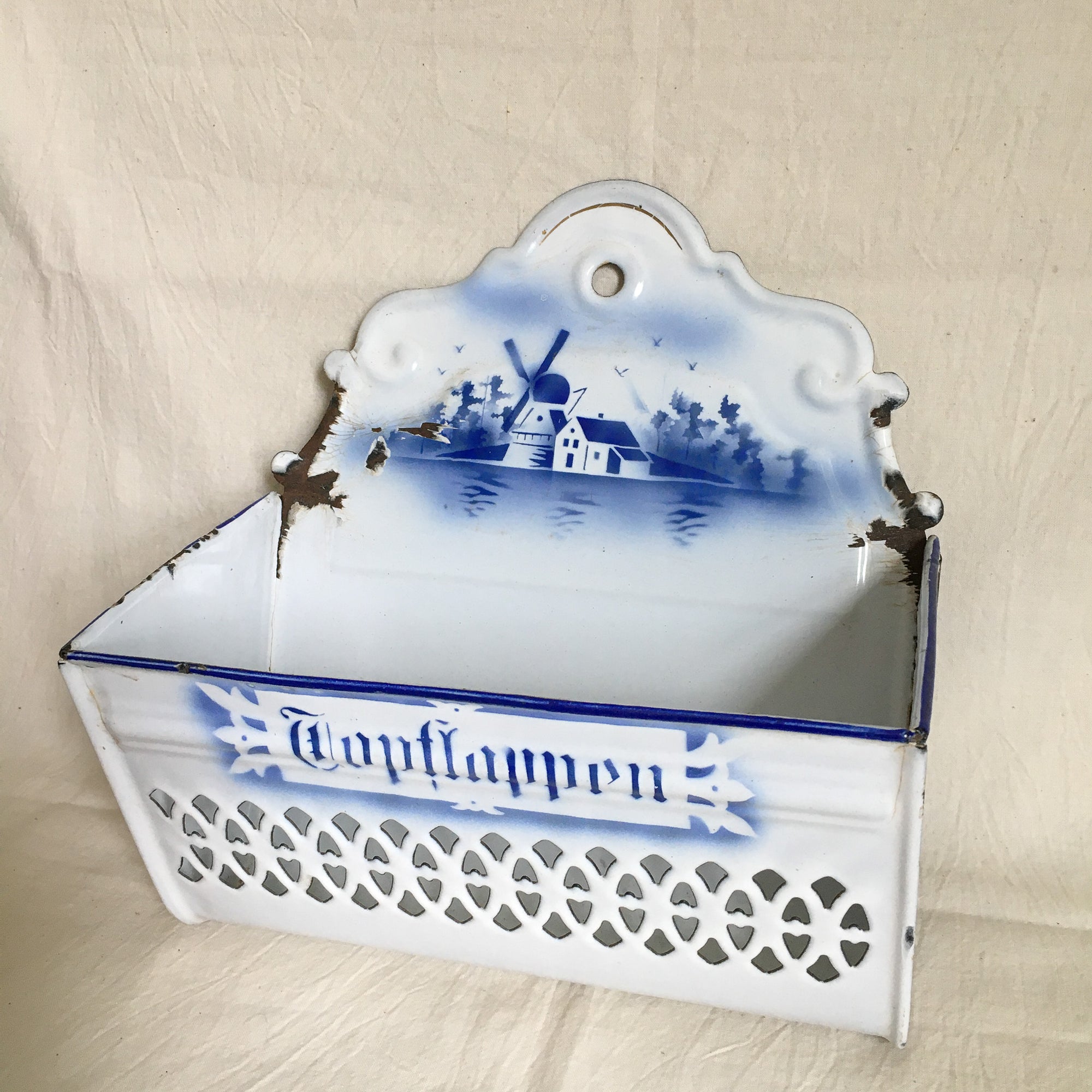 Early 1900s White Enamel Metal Wall Box