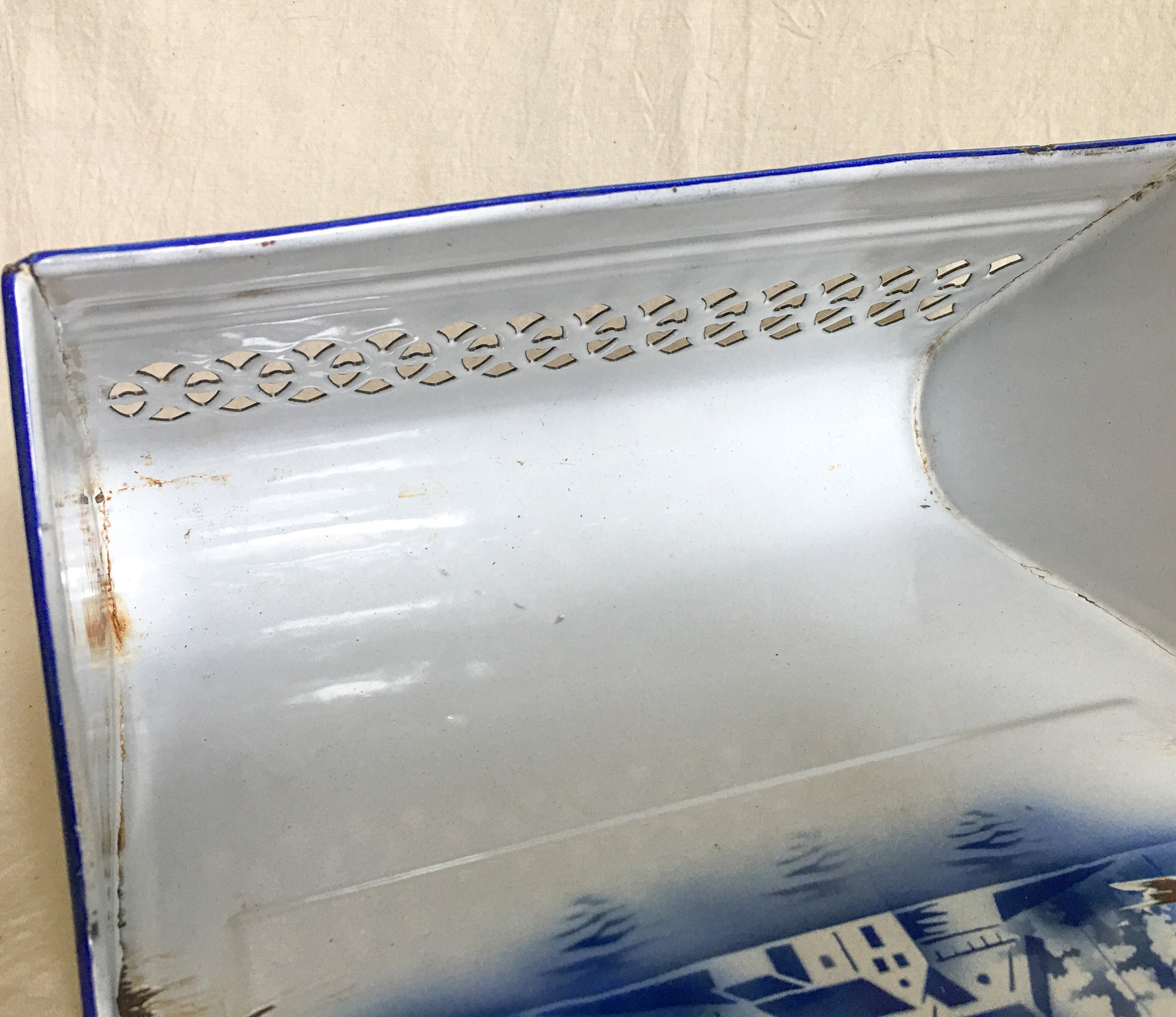 Early 1900s White Enamel Metal Wall Box