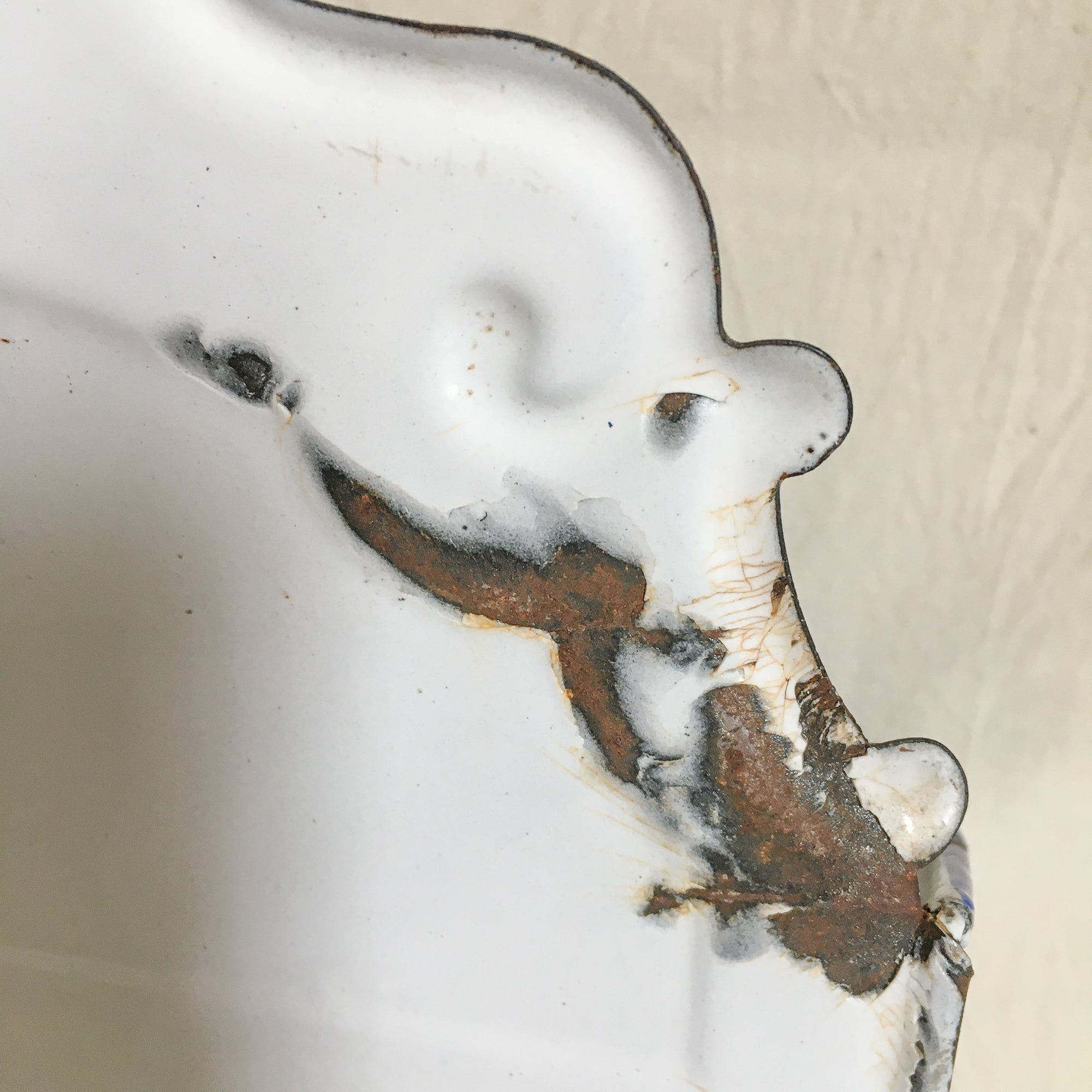 Early 1900s White Enamel Metal Wall Box