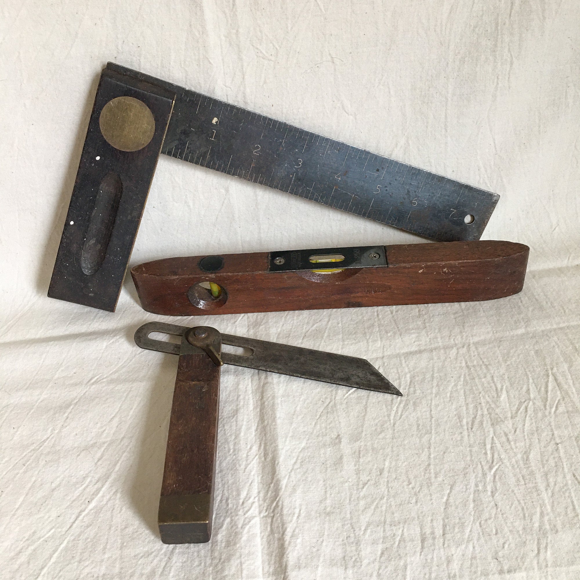 Set of 3 Vintage Wood and Metal Carpenter Tools – Early to Mid 1900s