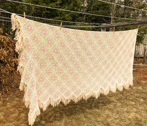 1935 Bedspread, Delicate Crochet Work, Crochet Cotton, Depression Era, Hand Made, Queen Size