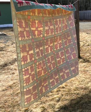 1930's - 1940's Hand-Stitched Quilt, Bear Paw Pattern