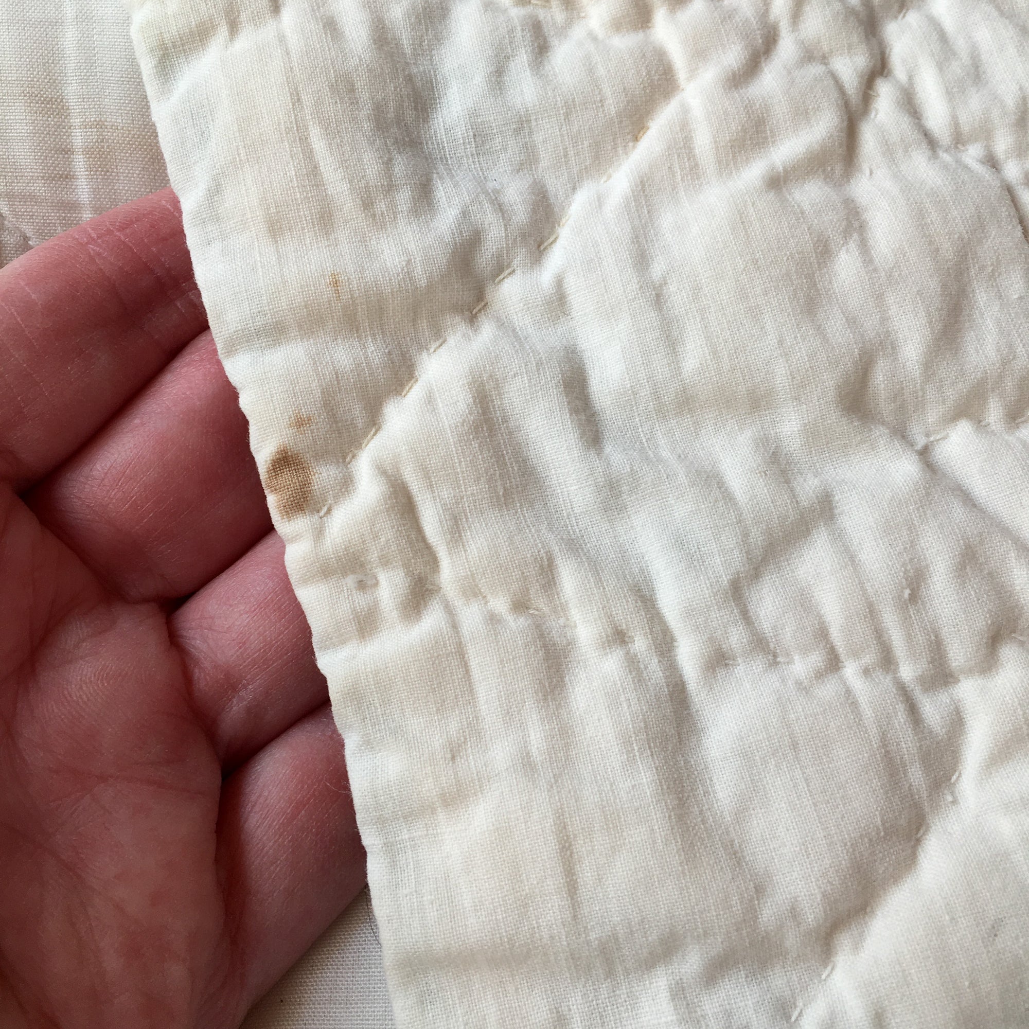 1930's - 1940's Hand-Stitched Quilt, Bear Paw Pattern