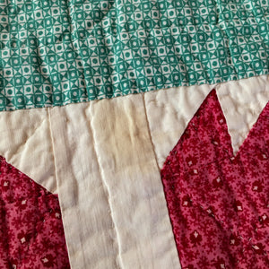 1930's - 1940's Hand-Stitched Quilt, Bear Paw Pattern