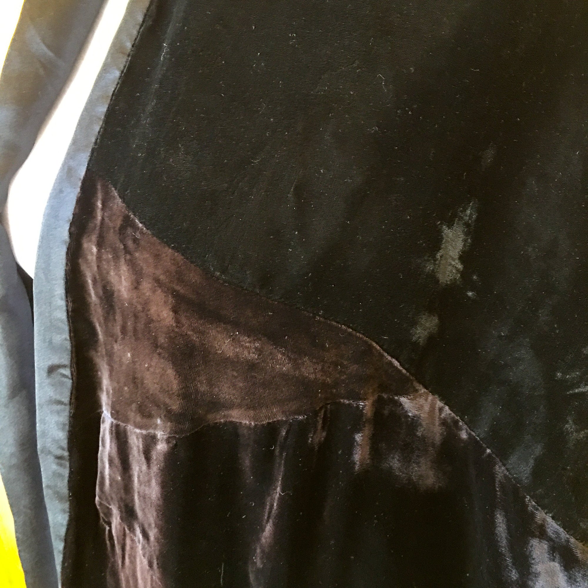 Antique Late Victorian Velvet Shawl – Embroidered Ends, Pieced Salvage Work, 37x17
