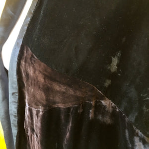 Antique Late Victorian Velvet Shawl – Embroidered Ends, Pieced Salvage Work, 37x17