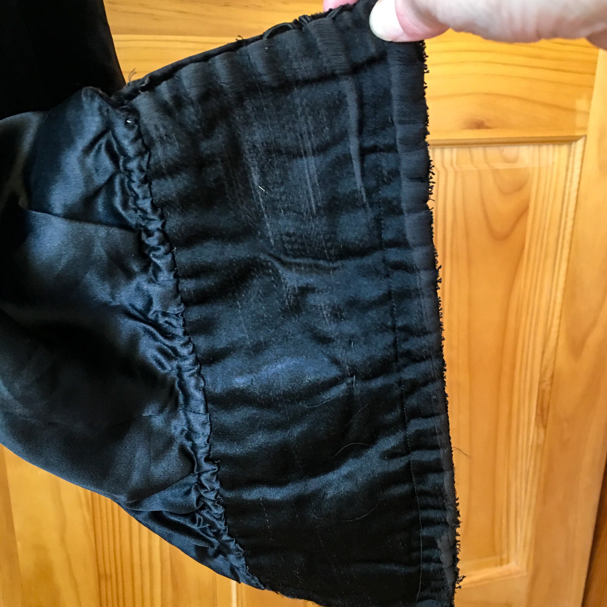Antique Late Victorian Velvet Shawl – Embroidered Ends, Pieced Salvage Work, 37x17