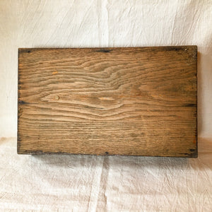 Antique Wooden Cutlery Tray – Divided Solid Wood Carrier with Turned Handle