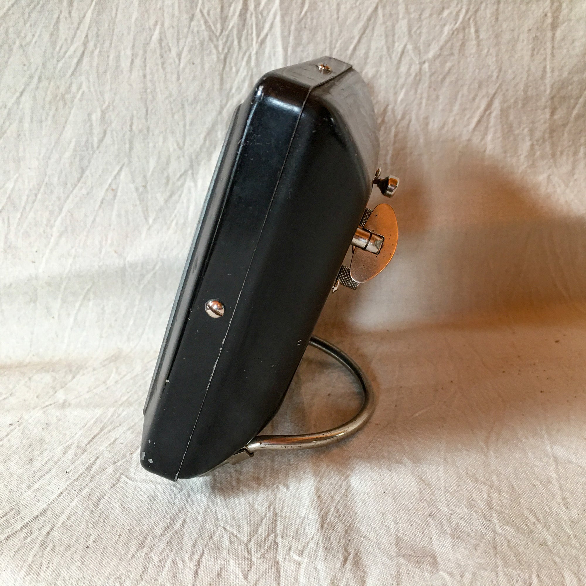 Mid-Century Westclox Alarm Clock – Black Metal Case, Radium Dial, Works Very Well!