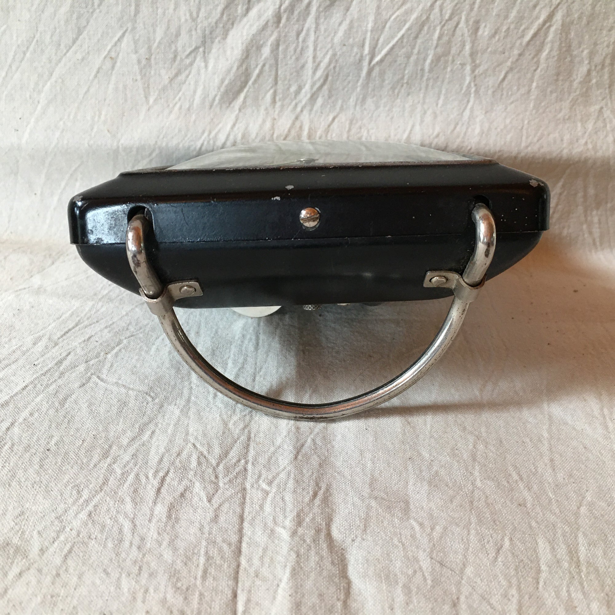 Mid-Century Westclox Alarm Clock – Black Metal Case, Radium Dial, Works Very Well!