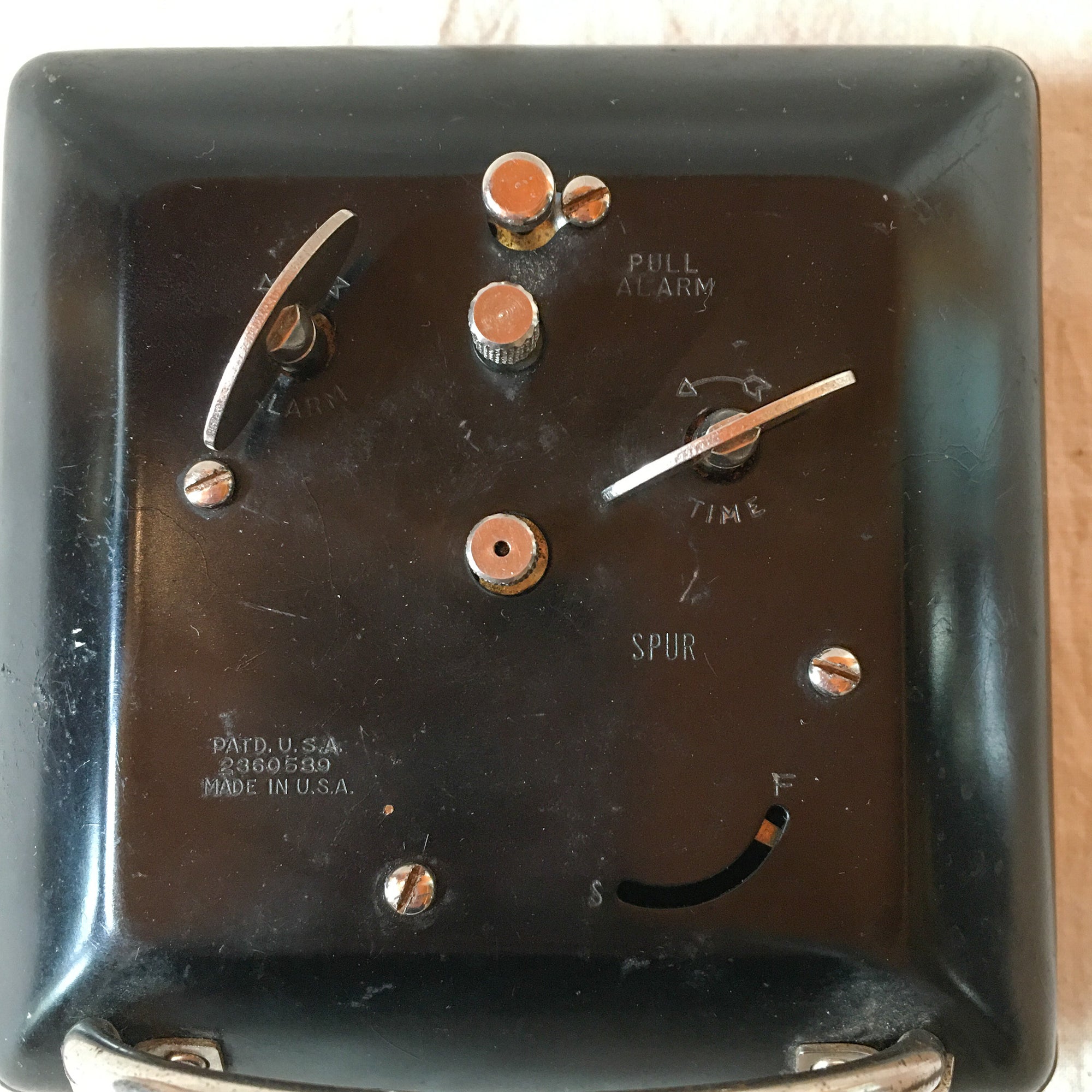 Mid-Century Westclox Alarm Clock – Black Metal Case, Radium Dial, Works Very Well!