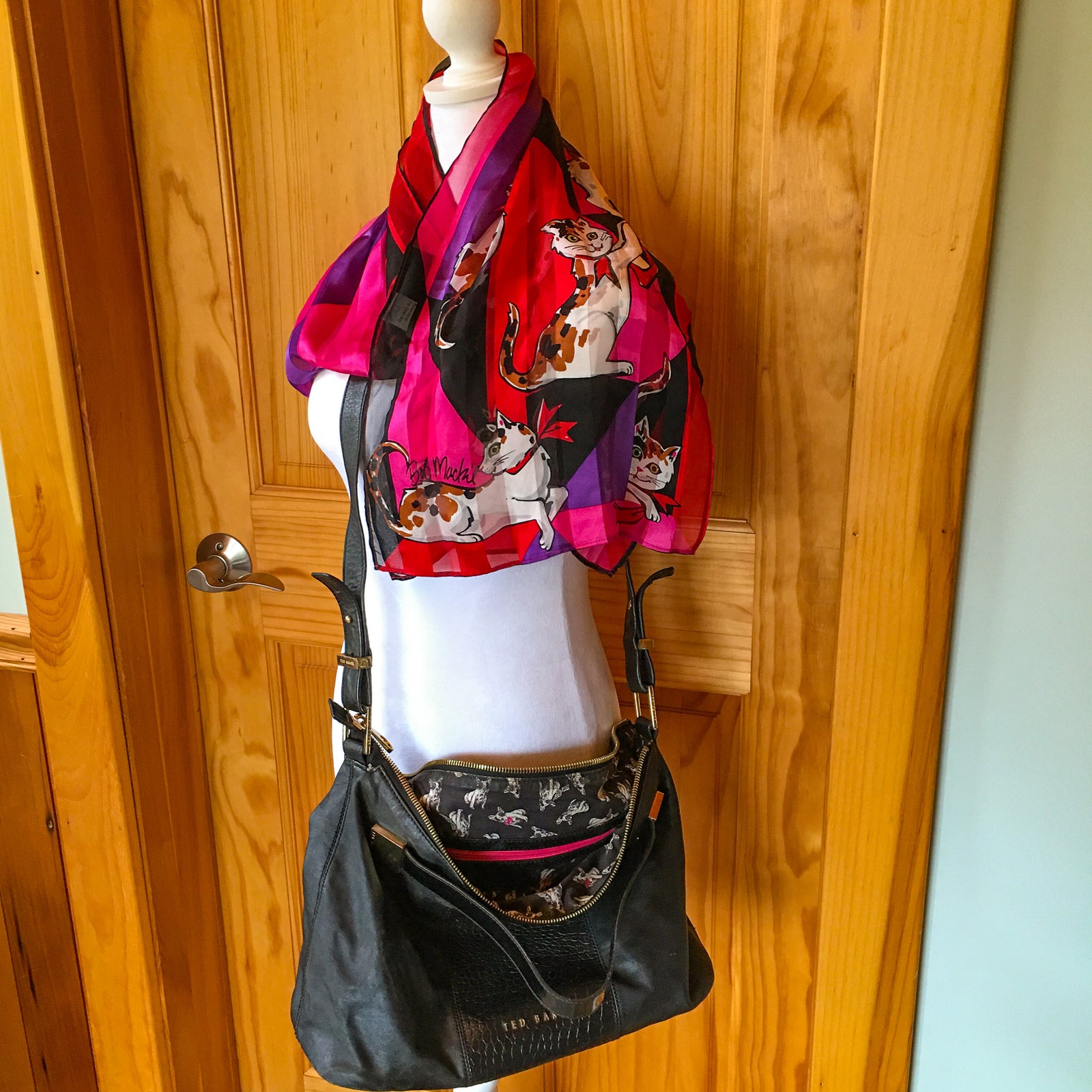 Vintage Ted Baker Leather Purse – French Bulldog Lining (Scarf Available Separately:-)