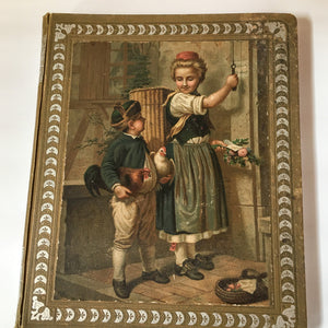 Scrapbook Album, Victorian Era, 69 Pages of Lithograph Trade Cards, Calling Cards, Advertising Cards, Sewing, Quack Medicine, Trains, New England