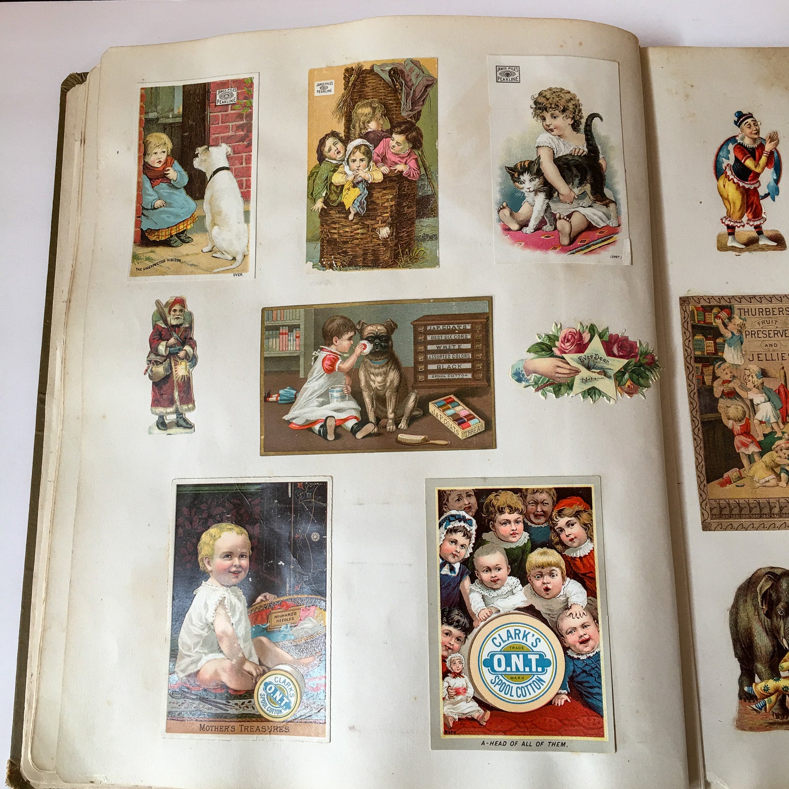 Scrapbook Album, Victorian Era, Lithograph Trade Cards, Calling Cards, Advertising Cards, Sewing, Quack Medicine, Trains, New England