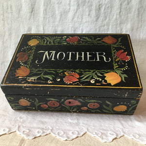Vintage Hand Painted Wooden “Mother” Sewing/Keepsake Box