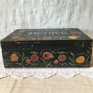 Vintage Hand Painted Wooden “Mother” Sewing/Keepsake Box