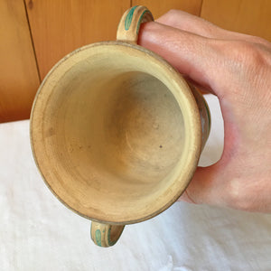 Antique Handled Vase: Early 1900s Floral Design Creamware with “No. 20” Mark