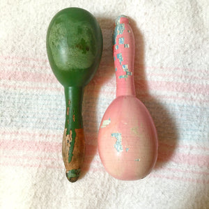 1940s Baby Clothes Darners: Vintage Wood with Chippy Paint