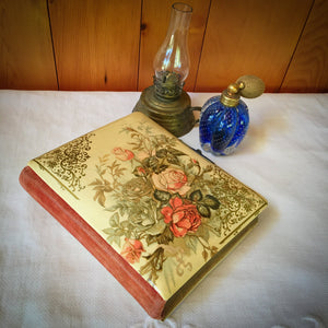 Antique Celluloid Photo Album with Rose Design & Clasp – 21 Photos, c.1890s