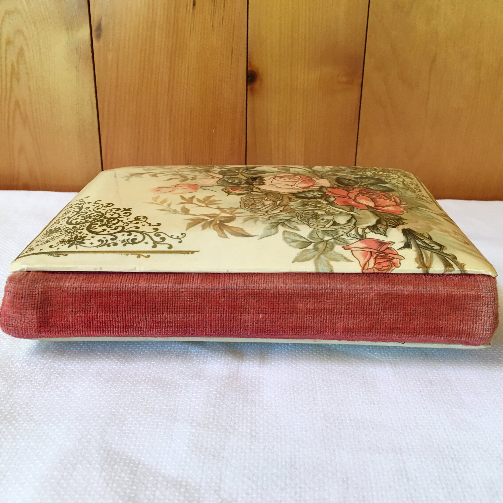 Antique Celluloid Photo Album with Rose Design & Clasp – 21 Photos, c.1890s