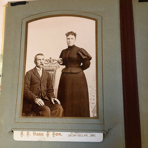 Antique Celluloid Photo Album with Rose Design & Clasp – 21 Photos, c.1890s