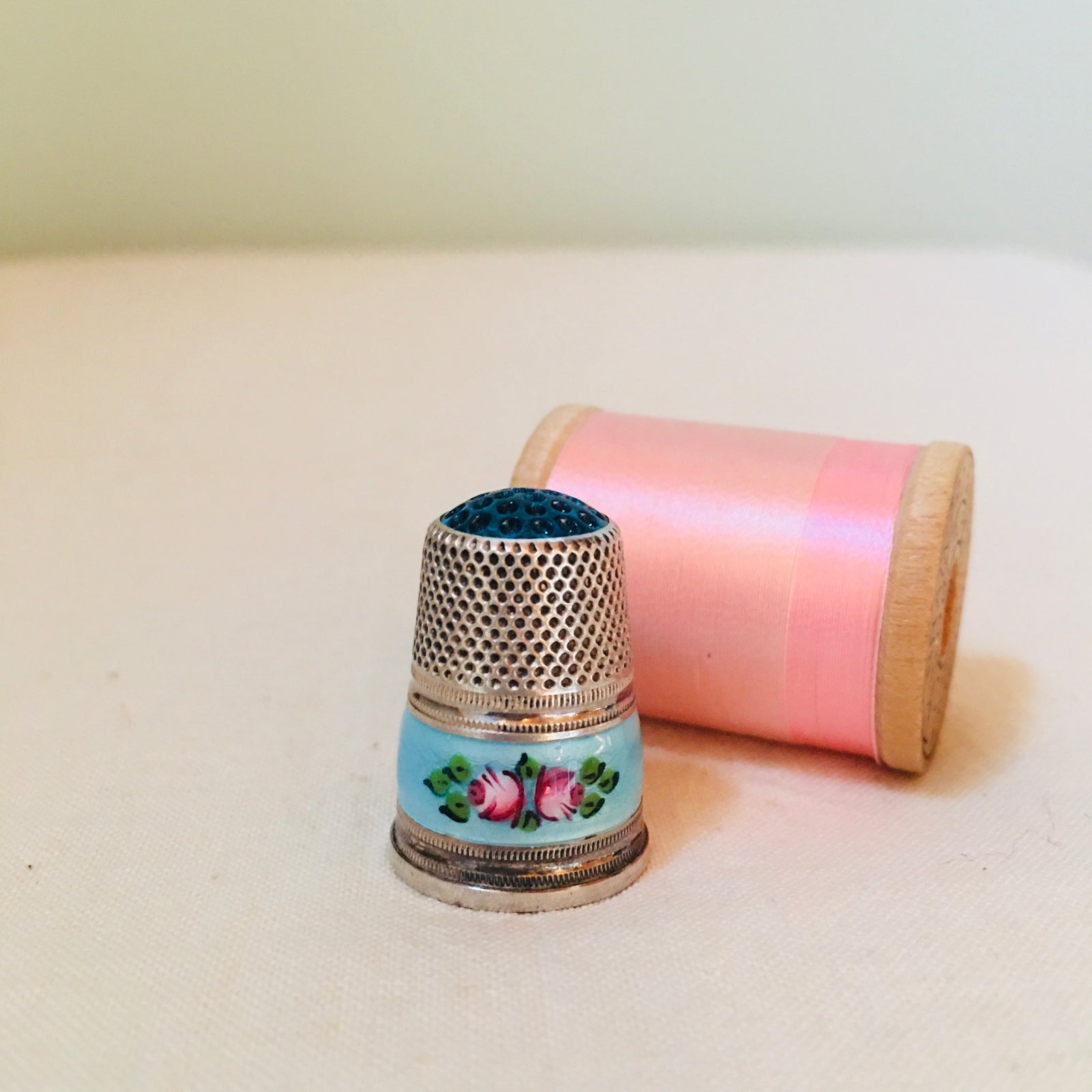 Thimble, argentium silver with enamel band