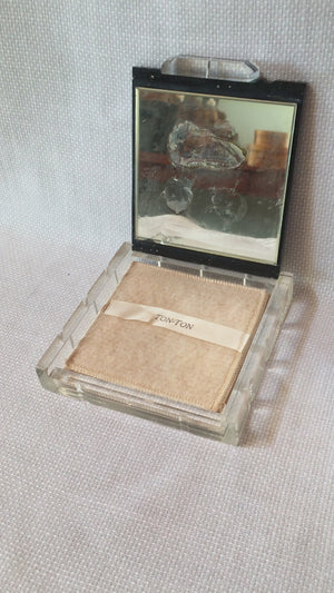 Vintage 1940's Lucite Compact: Ton-Ton, Hand Painted Floral Compact