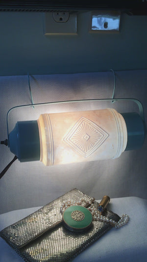 Vintage Mid Century Hanging Plug-In Light, Rotating Glass Shade