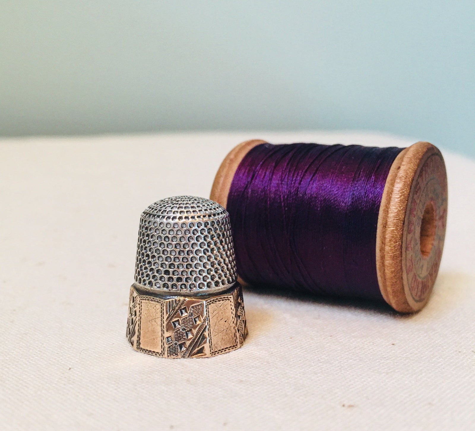 H. Muhr’s Sons Thimble, Sterling Silver and Gold, Size 8 (#10)