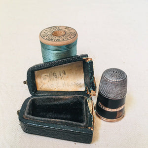1818 Piercy’s Patent Tortoiseshell, Silver and Gold Thimble with Original Leather and Silk Presentation Case