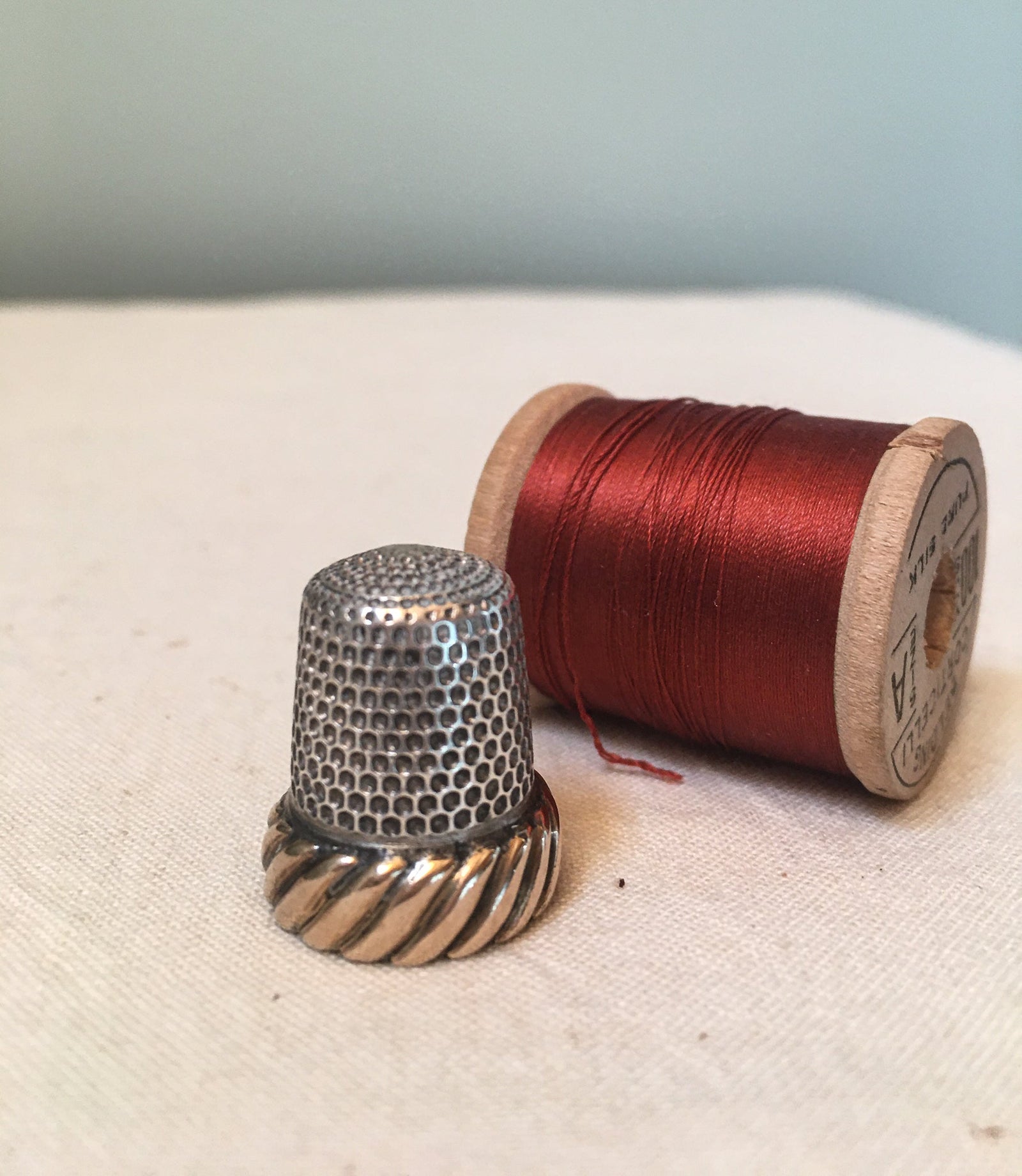 Simons Bros Thimble, Sterling Silver with Gold Band, Size 8 (#3)