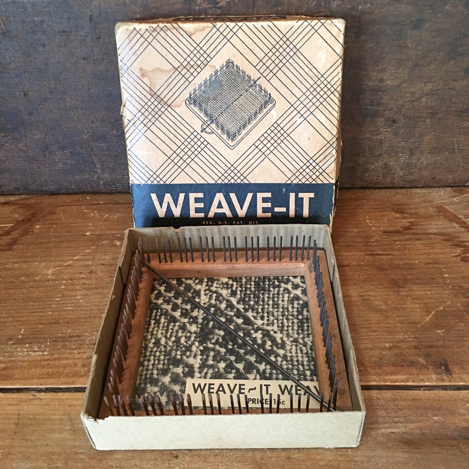 1945 Weave-It Mini Loom, Original Box and Instruction Booklet