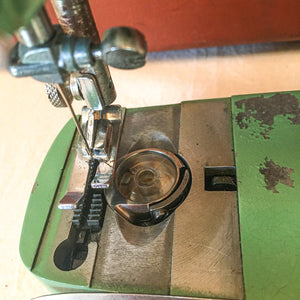 1950’s Bell Sewing Machine with Original Case, Attachments and Accessories