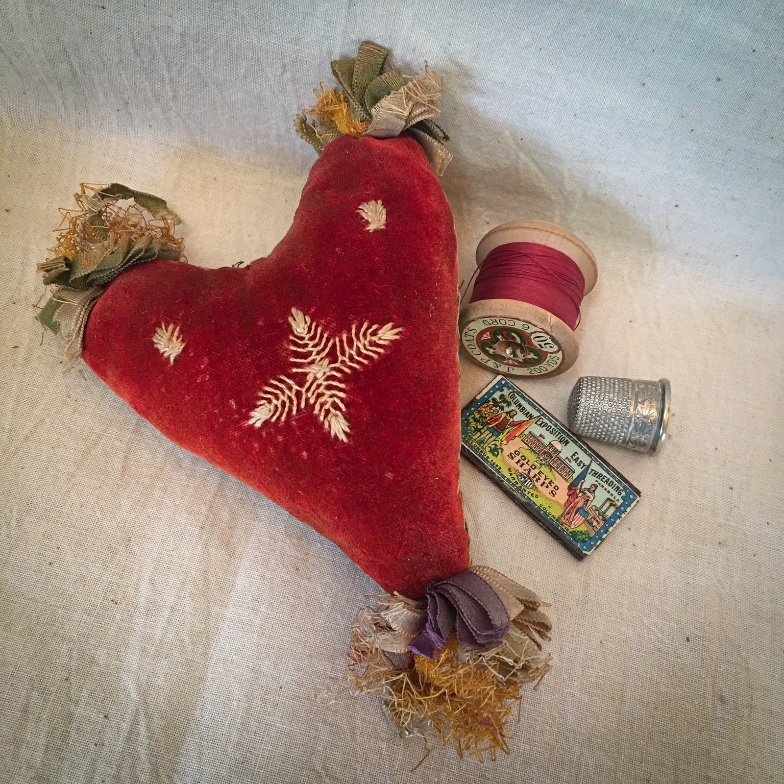 Early 1900’s Velvet Pin Cushion, Hand Stitched